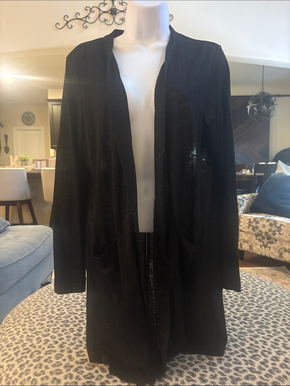 Classic Black Open Front Women's Cardigan